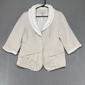 Soft Surroundings Ivory Textured Open-Front Blazer
